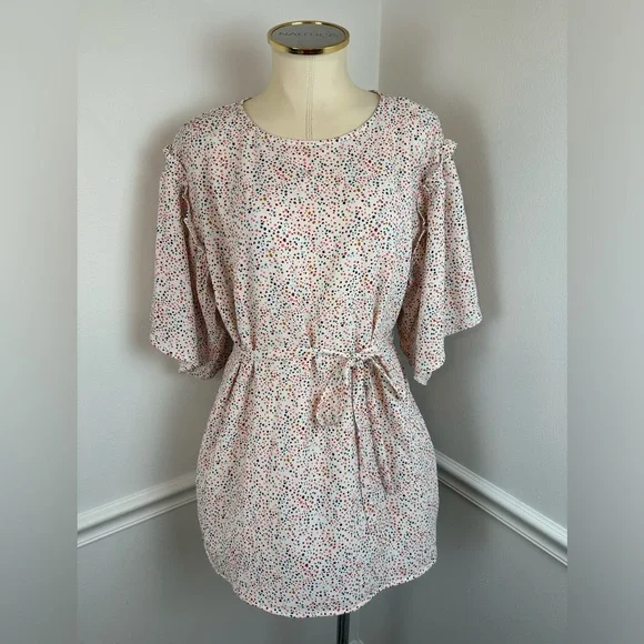 MOTHERHOOD MATERNITY White & Multicolor Blouse With Waist Tie | Size Medium - Picture 2 of 16